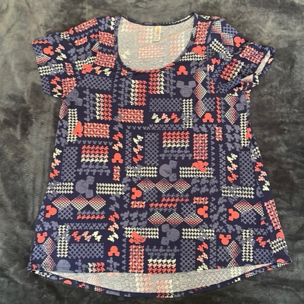 LuLaRoe Disney Classic Tee: Blue and Pink Mickey Head Silhouette